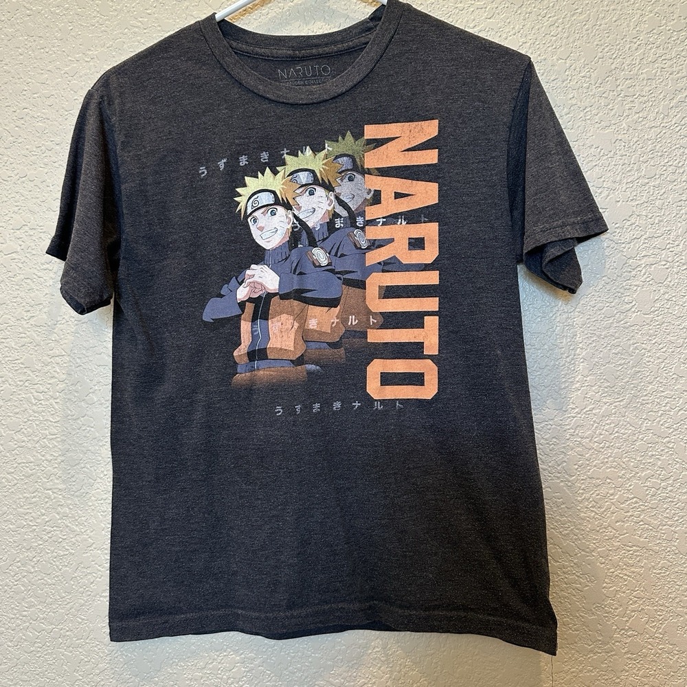 Naruto: Naruto SHIPPUDEN Collection Boys Graphic T-Shirt- Size (M) Charcoal Grey